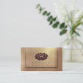 Makeup Artist Lips Bronze Copper Gold Kiss Glitzer Visitenkarte (Stehend Vorderseite)