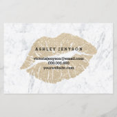 Makeup artist lips light gold typografischer Marmo Flyer (Hinten)