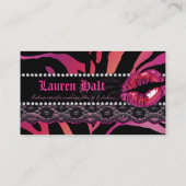 Makeup Artist Lips N Lace Zebra Rotes Rosa Visitenkarte (Rückseite)