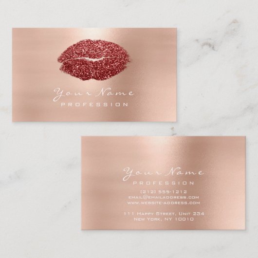 Makeup Artist Lips Powder Red Lipstick Glitzer Visitenkarte (Vorne/Hinten)