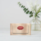 Makeup Artist Lips Rose Bronze Glitzer Visitenkarte (Stehend Vorderseite)