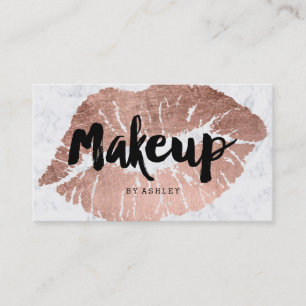 Makeup artist lips Rose gold typografischer Marmor Visitenkarte
