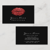 Makeup Artist Lips Roter Glitzer Visitenkarte (Vorne/Hinten)