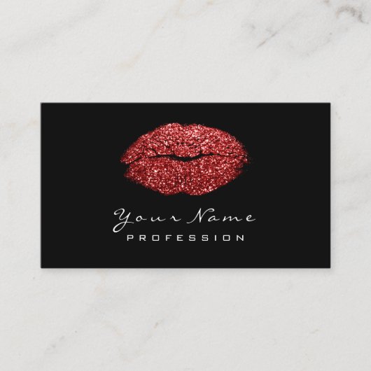 Makeup Artist Lips Roter Glitzer Visitenkarte (Vorderseite)