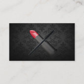 Makeup Artist Lipstick & Eyelash Brush Damask Visitenkarte (Vorderseite)