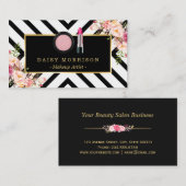 Makeup Artist Lipstick Kosmetik Blumenstreifen Visitenkarte (Vorne/Hinten)