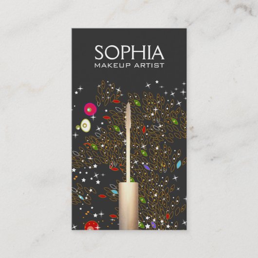 Makeup Artist Logo Mascara Künstlerisches Muster Visitenkarte (Vorderseite)