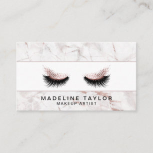 Makeup artist Long Lashes Glitzer Rose Gold Marmor Visitenkarte