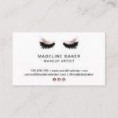 Makeup artist Long Lashes Glitzer Rose Gold Marmor Visitenkarte (Rückseite)