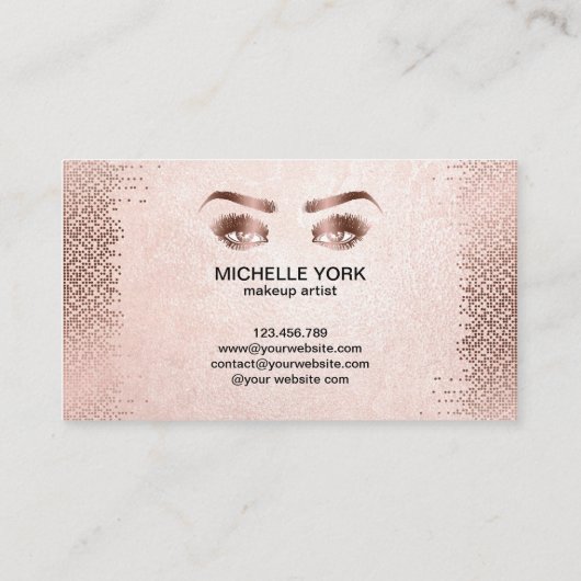 Makeup Artist Long Lashes Rose Visitenkarte (Rückseite)