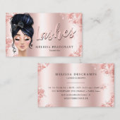 Makeup Artist Luxe Glitzer Rose Gold Eyelashes Visitenkarte (Vorne/Hinten)