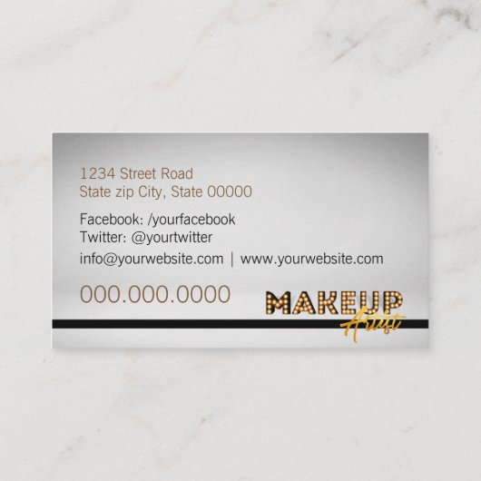Makeup Artist Marquis Visitenkarte (Rückseite)