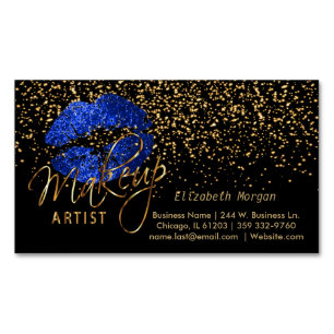 Makeup Artist mit Gold Confetti & Blue Lips Magnetische Visitenkarte