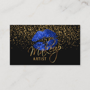 Makeup Artist mit Gold Confetti & Blue Lips Visitenkarte