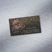 Makeup Artist mit Gold Confetti & Dark Rose Liften Magnetische Visitenkarte (Beispiel)