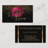 Makeup Artist mit Gold Confetti & Hot Pink Lippen Visitenkarte (Vorne/Hinten)