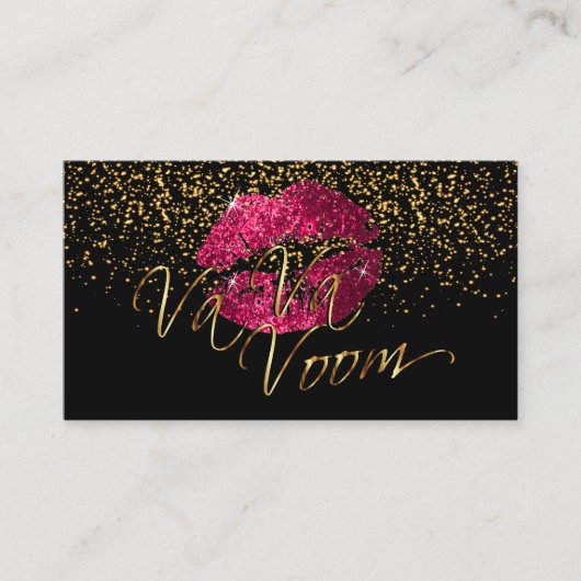 Makeup Artist mit Gold Confetti & Hot Pink Lippen Visitenkarte (Vorderseite)