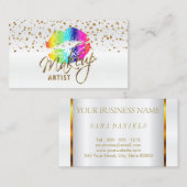 Makeup Artist mit Gold Confetti & Rainbow Lippen 2 Visitenkarte (Vorne/Hinten)