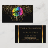 Makeup Artist mit Gold Confetti & Regenbogenlippen Visitenkarte (Vorne/Hinten)