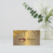 Makeup Artist mit Gold-Drilling-Lippen Visitenkarte (Stehend Vorderseite)