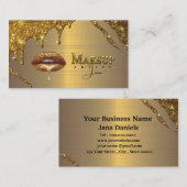 Makeup Artist mit Gold-Drilling-Lippen Visitenkarte (Vorne/Hinten)