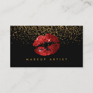 Makeup Artist mit Gold und Roten Lippen Visitenkarte