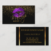 Makeup Artist mit Goldfetti & Lila Liften Visitenkarte (Vorne/Hinten)