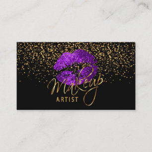 Makeup Artist mit Goldfetti & Lila Liften Visitenkarte