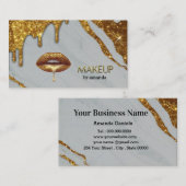 Makeup Artist mit goldtropfenden Lippen Marmor Bus Visitenkarte (Vorne/Hinten)