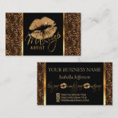 Makeup Artist mit Leopard & Gold Lippen Visitenkarte (Vorne/Hinten)