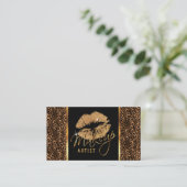 Makeup Artist mit Leopard & Gold Lippen Visitenkarte (Stehend Vorderseite)