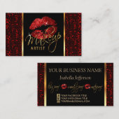 Makeup Artist mit Leopard & Roten Lippen Visitenkarte (Vorne/Hinten)