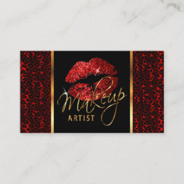 Makeup Artist mit Leopard & Roten Lippen Visitenkarte