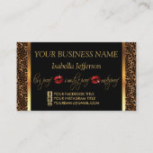 Makeup Artist mit Leopard und Roten Lippen Visitenkarte (Rückseite)