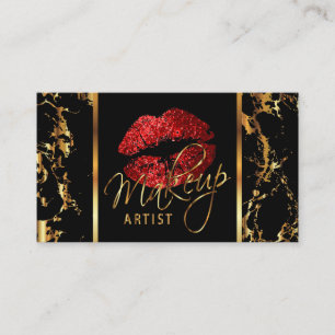 Makeup Artist mit Marble Gold & Red Accessoires Visitenkarte
