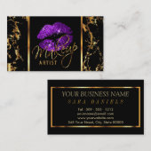Makeup Artist mit Marble Gold und Lila Akzenten Visitenkarte (Vorne/Hinten)