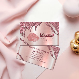 Makeup Artist mit Rose Gold Drilling Lippen Visitenkarte