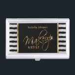 Makeup Artist mit schwarzen und weißen Streifen Visitenkarten Dose<br><div class="desc">Berufliche Visitenkarten-Inhaber mit schwarz-weißem Streifen und Drehbuch-Imitaten mit goldenen Schriftzeichen, die Makeup Artist für Sie bereit zu personalisieren. ⭐ Dieses Produkt ist zu 100% benutzerdefinierbar. Grafik und/oder Text können hinzugefügt, gelöscht, verschoben, verändert, verändert, gedreht usw. werden.(nur durch Klicken auf den Bereich "EDIT DESIGN") ⭐ 99% meiner Designs in meinem Shop...</div>