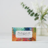 Makeup Artist Modern Colorful Diamond Pattern #16 Visitenkarte (Stehend Vorderseite)