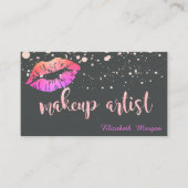 Makeup Artist Modern Glittery Lips Punkte Visitenkarte (Vorderseite)