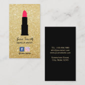Makeup Artist Modern Gold Glitzer Social Media Visitenkarte (Vorne/Hinten)