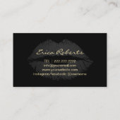 Makeup Artist Modern Gold Glitzer Text Lippen Visitenkarte (Rückseite)