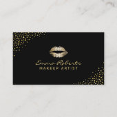 Makeup Artist Modern Gold Lips Chic Confetti Dots Visitenkarte (Vorderseite)