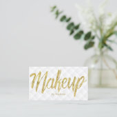 Makeup Artist Modern Gold Script Luxus Visitenkarte (Stehend Vorderseite)
