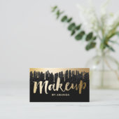 Makeup Artist Modern Gold Tropfens Black Glitzer Visitenkarte (Stehend Vorderseite)