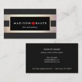 Makeup Artist Modern Gold und Black Stripes Kiss Visitenkarte (Vorne/Hinten)