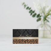 Makeup Artist Modern Leopard Print Gold Streifen Visitenkarte (Stehend Vorderseite)