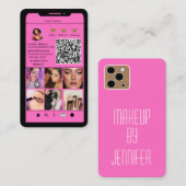 Makeup Artist Modern QR Code Instagram Grid Visitenkarte (Vorne/Hinten)