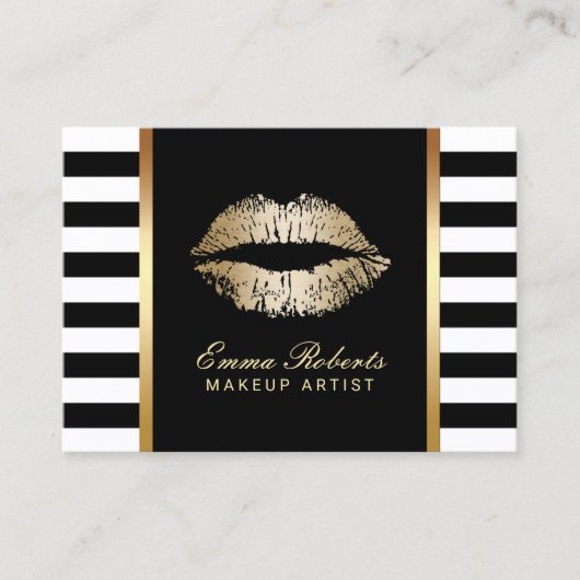 Makeup Artist Modern Stripes Gold Livio Visitenkarte (Vorderseite)