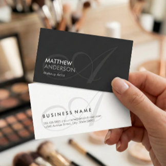 Makeup Artist - Modern Swash Monogram Visitenkarte